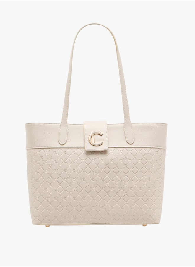 Le Confort - Women's Monogram Embossed Tote Bag with Double Handle and Zip Closure - Image 1