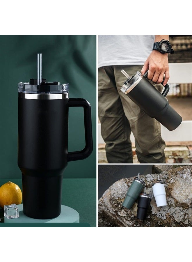 ALINK 10 Pack Silicone Replacement Straws for Stanley 40 oz 30 oz Tumbler, 12 in Long Reusable Clear Straws for Stanley Cup Accessories, Half Gallon Jug, Plus 2 Cleaning Brush