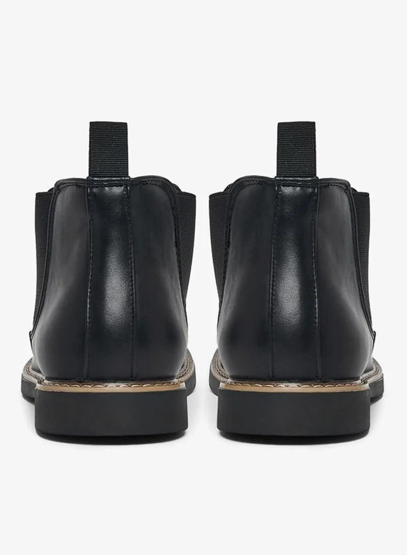Styli Ebony Black Retro Style Chelsea Boots for Men | Best Price UAE