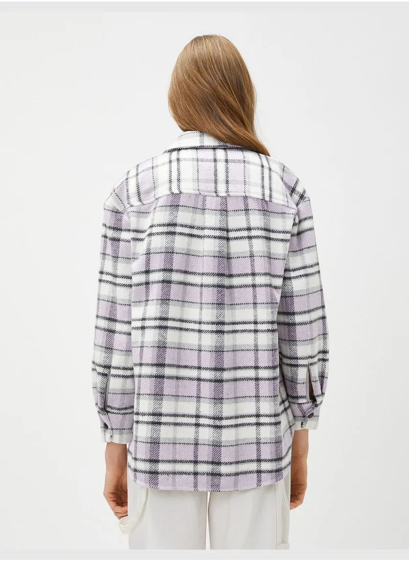 كوتون Check Shirt Pocket Snap Button