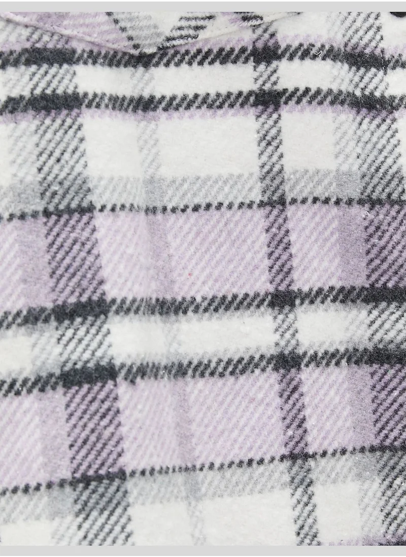 كوتون Check Shirt Pocket Snap Button