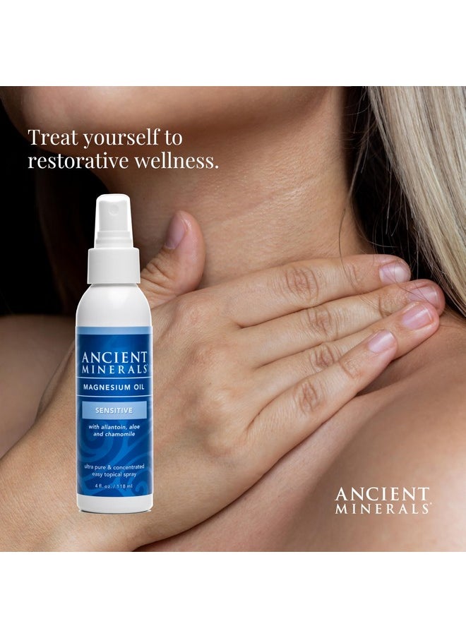 Ancient Minerals Magnesium Oil Spray Sensitive All-New Sensitive Formula With Allantoin, Organic Chamomile, And Organic Aloe Vera (4Oz)  - Image 3