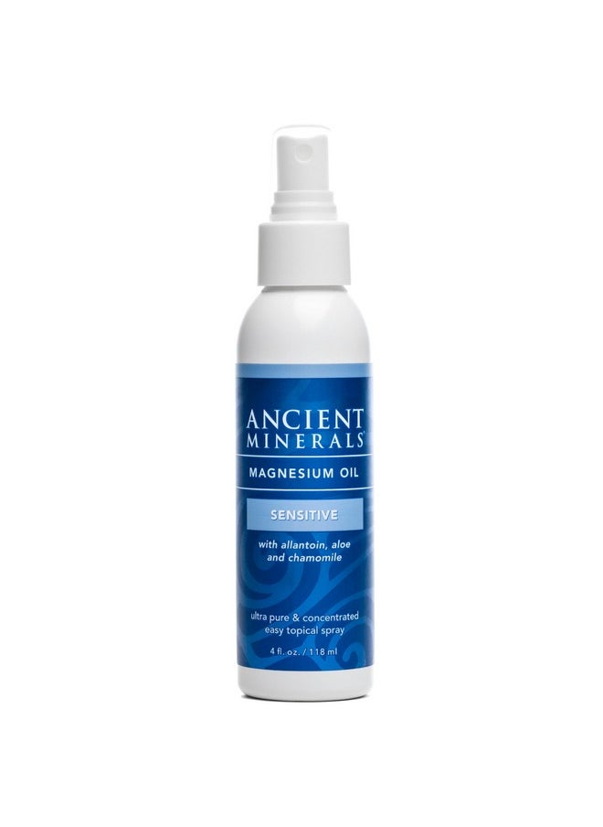 Ancient Minerals Magnesium Oil Spray Sensitive All-New Sensitive Formula With Allantoin, Organic Chamomile, And Organic Aloe Vera (4Oz)  - Image 1