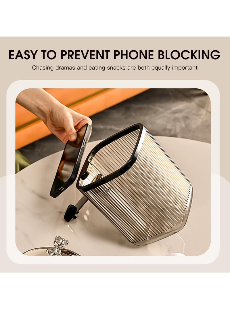 SOLARAE Mini Transparent Countertop Trash Can, Tiny Garbage Bag Holder,  Desk Bin with Mobile Holder, Essential Small Garbage can Designed for Versatile use, Suitable for Home Kitchen Office (Black Grey) - Image 2