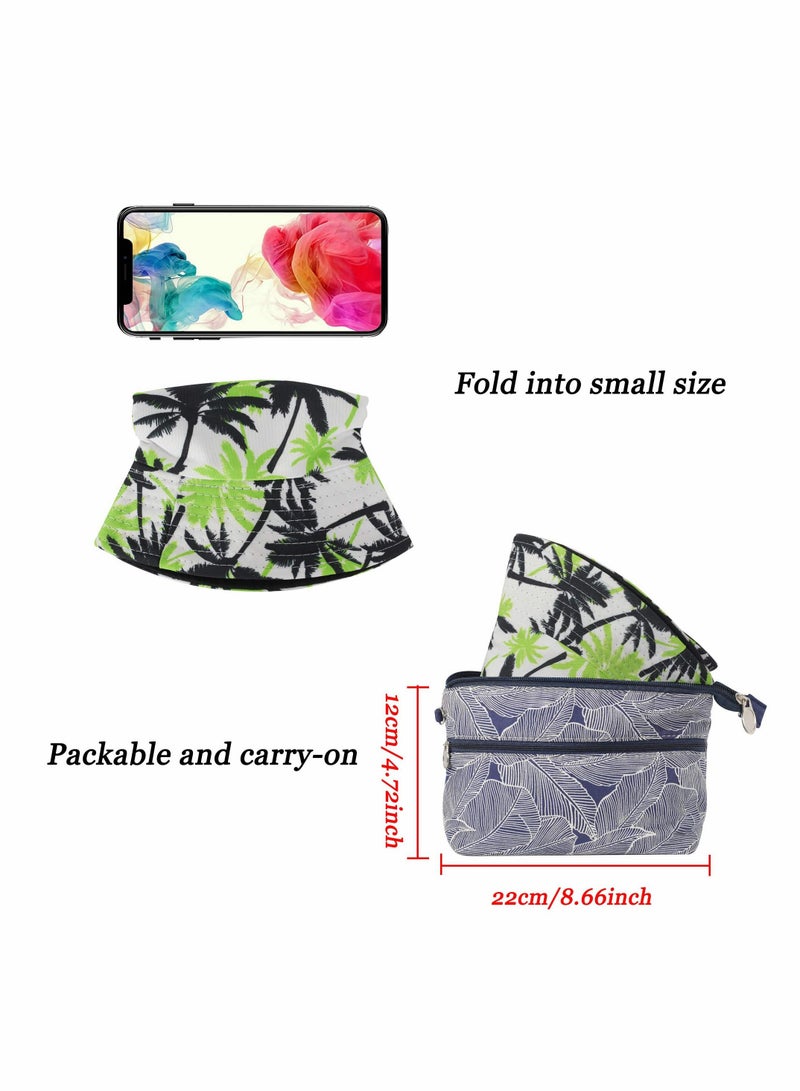 Excefore قبعة دلو، قبعة عصرية مطبوعة بشجرة جوز الهند، قبعة شمسية صيفية قابلة للعكس للنساء والرجال أثناء السفر في الهواء الطلق - Image 4