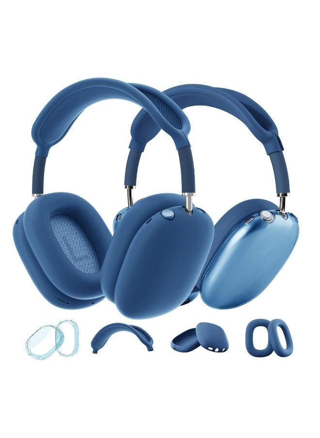 Generic - 4 in-1 Clear Silicone Case Cover for AirPods Max Blue - Image 1