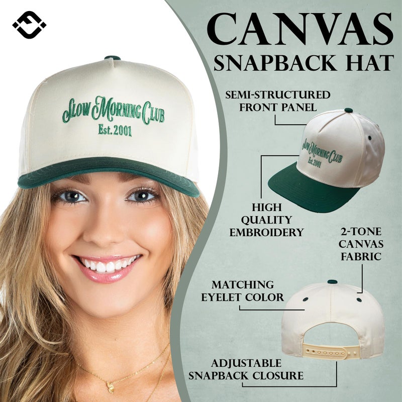 Funky Junque Two Tone Vintage Snapback Hat - Slow Morning Club - Forest/Beige - Image 2