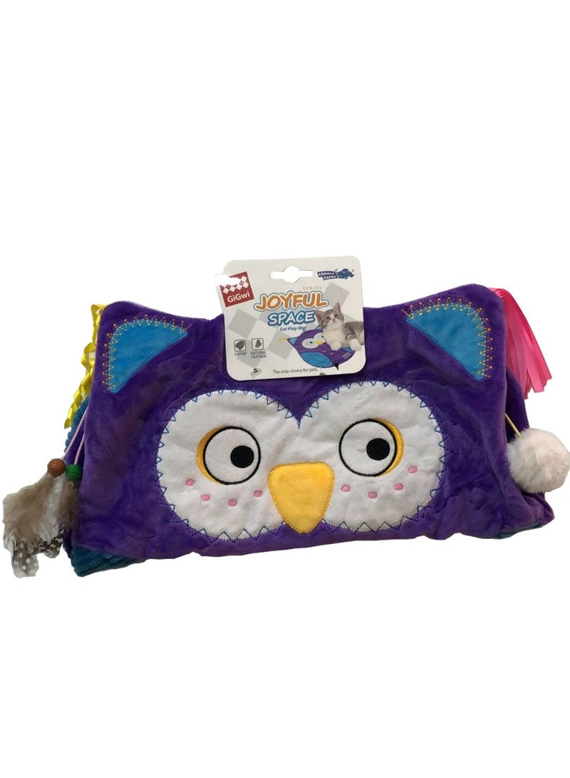 Cat Play Mat Owl with Crinkle Paper & Catnip Bag Multicolor