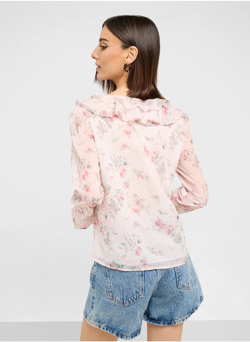 Ginger Ruffle Detail Floral Blouse