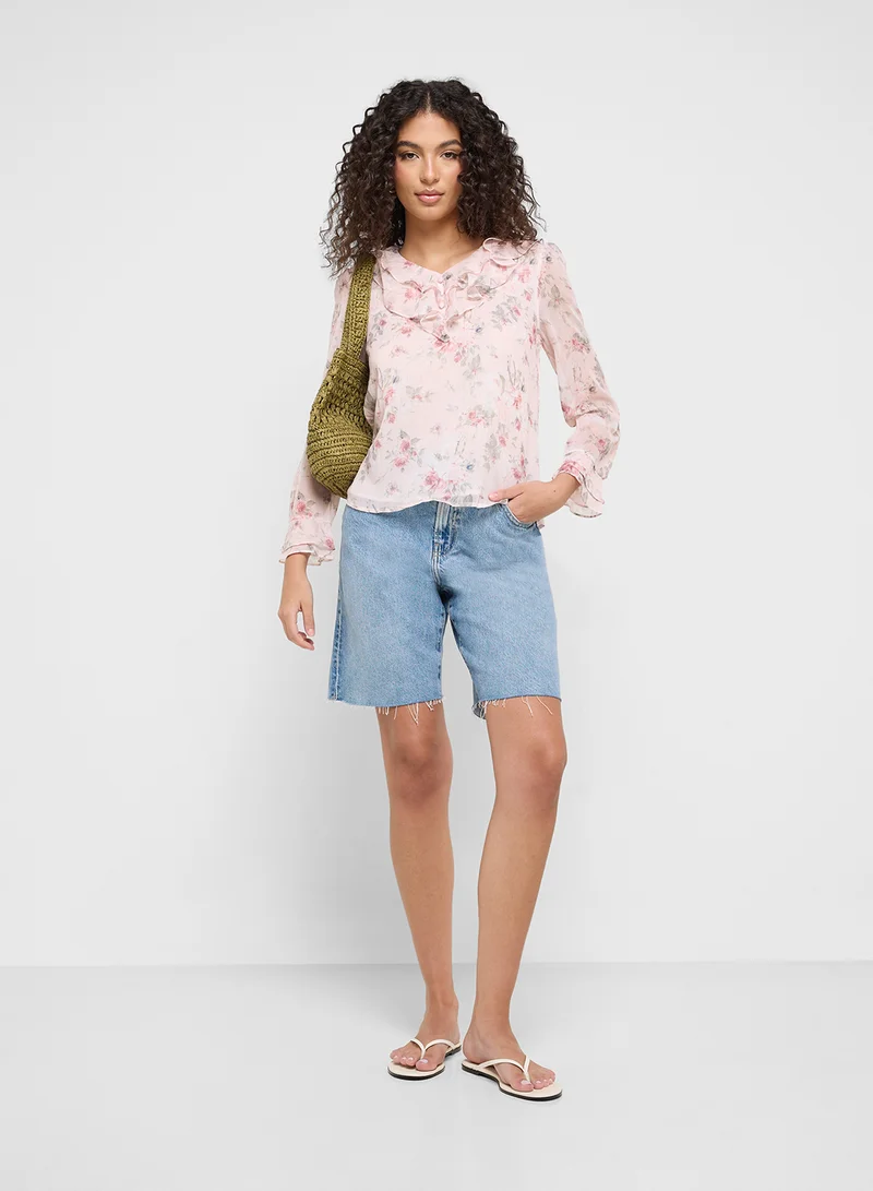 Ginger Ruffle Detail Floral Blouse