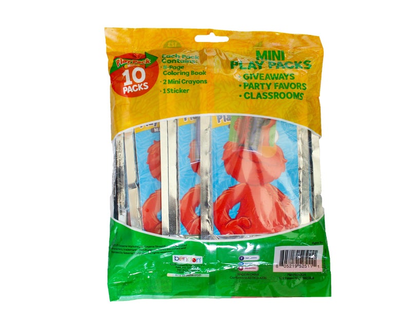 Bendon Sesame Street Mini Play Packs Goody Bag | Sesame Party Favors Goodie Bags | Includes Coloring Book, 2 Mini Crayons, and a Sticker | 10-Pack | Officially Licensed - Image 2