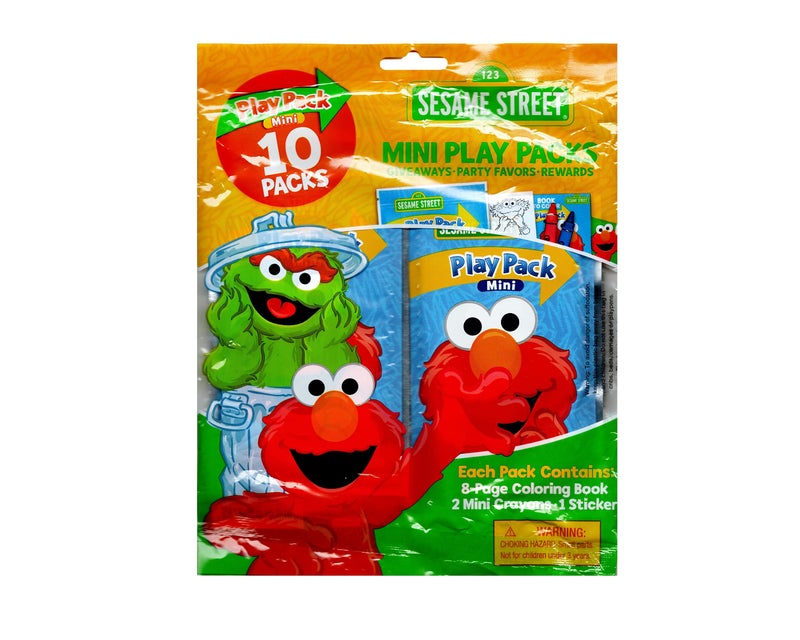 Bendon Sesame Street Mini Play Packs Goody Bag | Sesame Party Favors Goodie Bags | Includes Coloring Book, 2 Mini Crayons, and a Sticker | 10-Pack | Officially Licensed - Image 1
