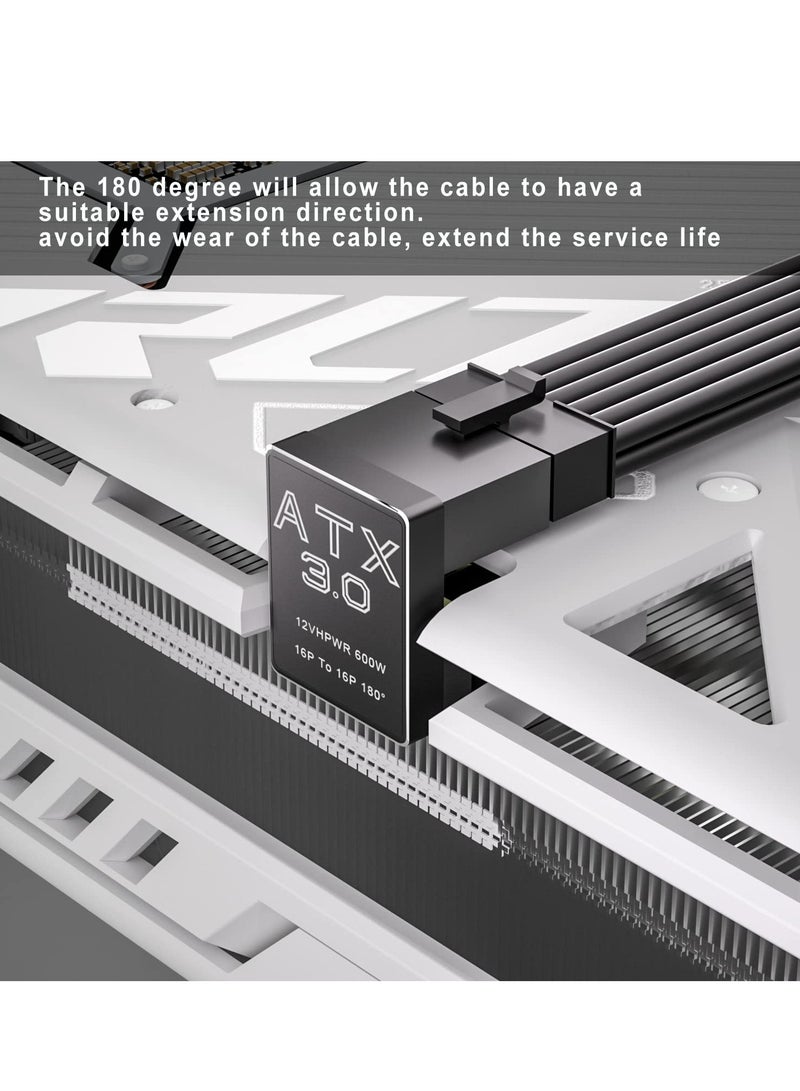 KASTWAVE 12VHPWR 180° Angled Adapter, Aluminum ATX 3.0 16 Pin GPU Power Connector - 600W PCIe 5.0, 12+4pin for RTX 3090Ti, 4070Ti, 4080, 4090 Graphics Cards - Image 4