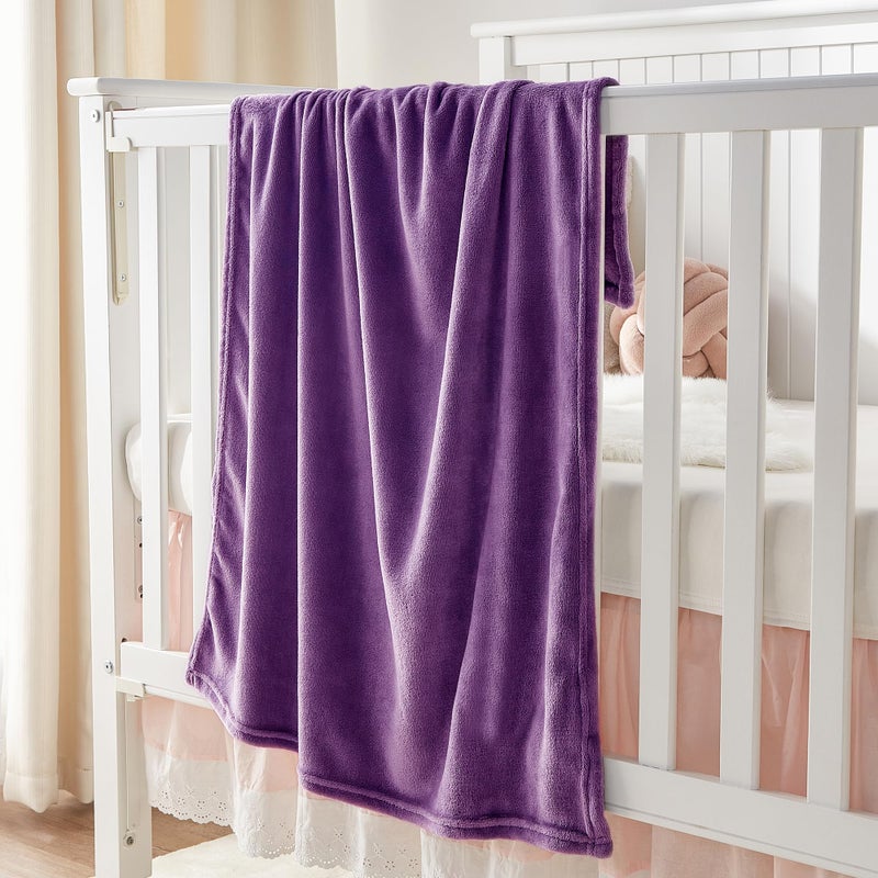 BEDELITE Fleece Blanket Purple Throw Blanket for Couch & Bed  Luxury Plush Cozy Fuzzy Blanket 50"" x 70""  Super Soft Warm Lightweight Fall Throw Blanket for Travel Camping - Image 3