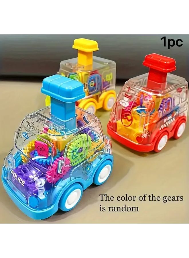 Red Kids Cartoon Transparent Gear Toy Car Educational Pull Back Model No Batteries - Image 2