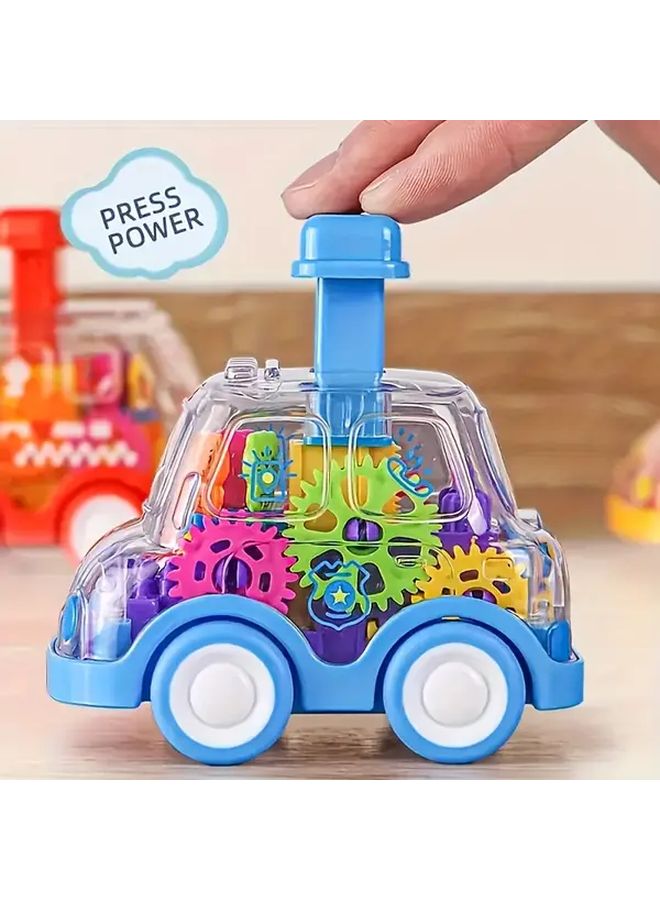 Red Kids Cartoon Transparent Gear Toy Car Educational Pull Back Model No Batteries - Image 4