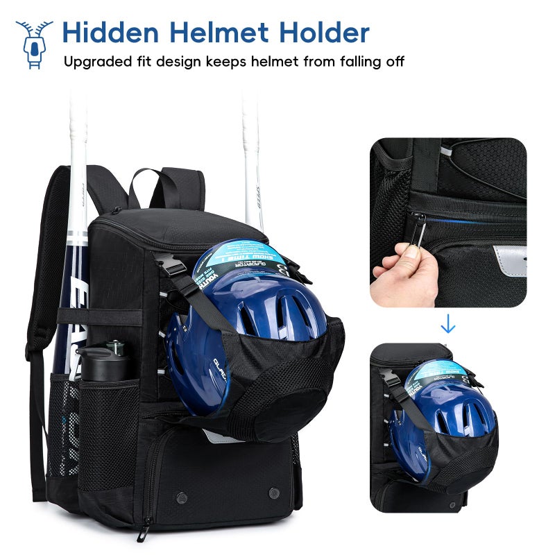 KAVIGOR Baseball Bag for Youth and Adult, Softball Backpack 40L Large Capacity, Bat Backpack with Shoes Compartment and Hidden Helmet Holder - Image 2
