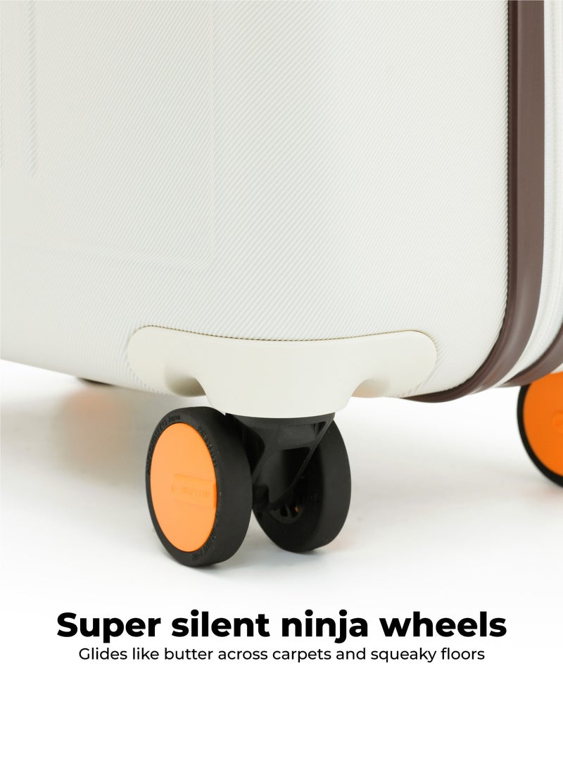 Mokobara The Transit Luggage Set - Polycarbonate Material | Still Loading Brownray 2.0, White - Image 4