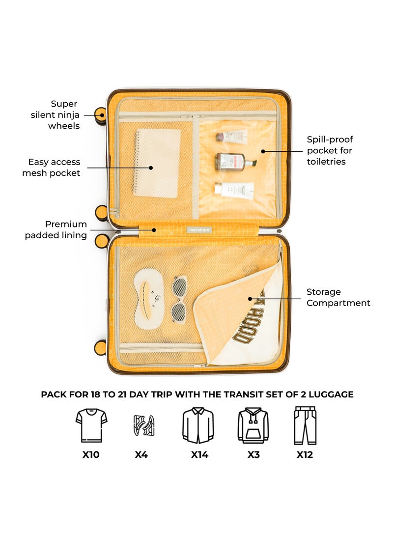 Mokobara The Transit Luggage Set - Polycarbonate Material | Still Loading Brownray 2.0, White - Image 3