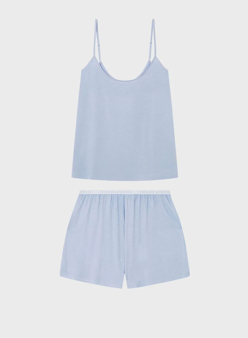 women'secret Scoop Neck Strappy Cami Top & Shorts Set