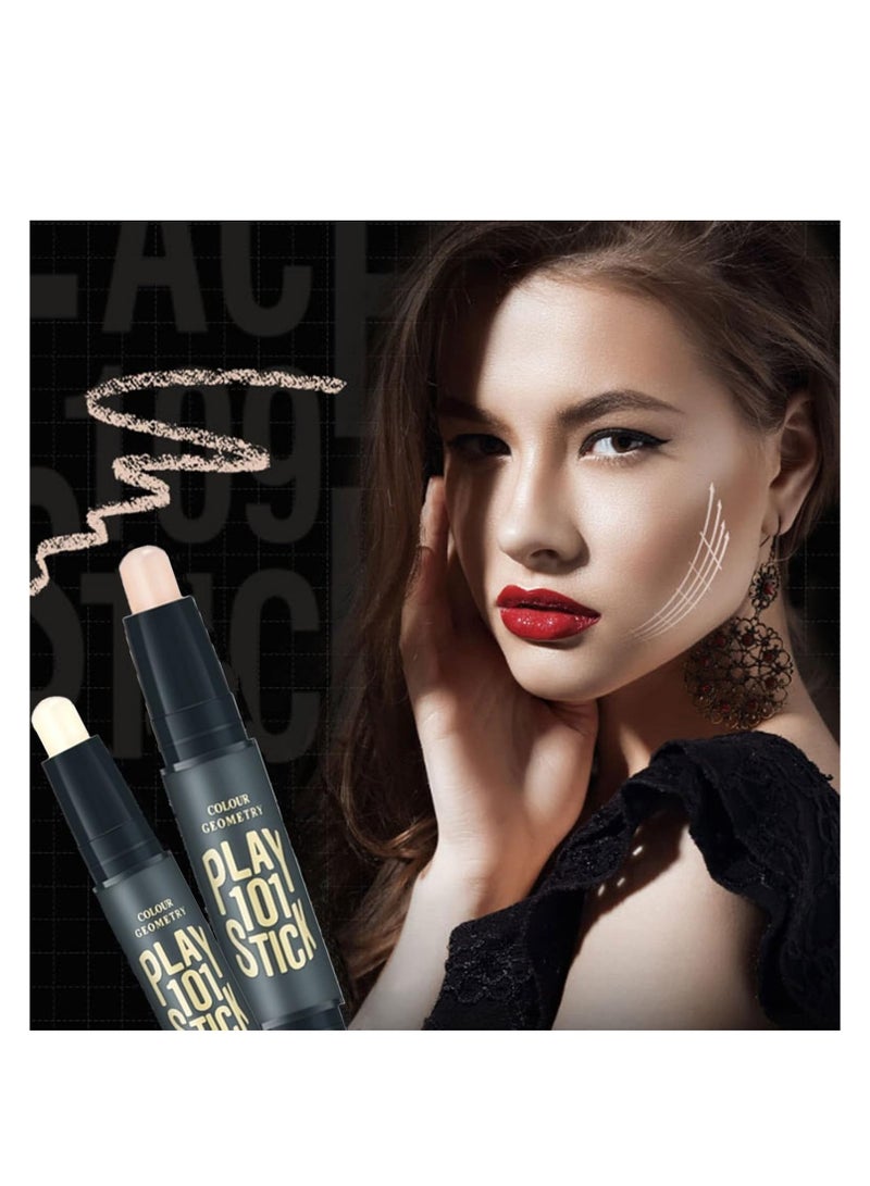 EELHOE Dual-Ended Highlight Contour Stick, 2 in 1 Makeup Highlighters & Shading Stick, Full Coverage, Three-Dimensional, Bronzer, Color Corrector Concealer Stick 01 - Image 2