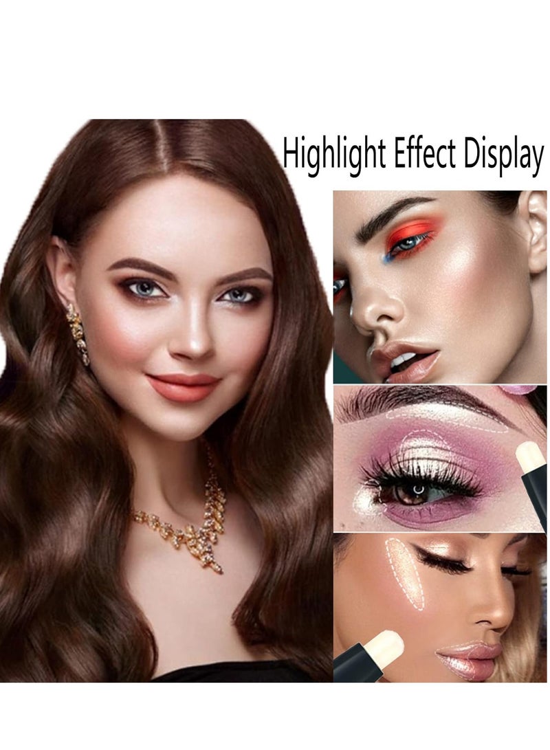 EELHOE Dual-Ended Highlight Contour Stick, 2 in 1 Makeup Highlighters & Shading Stick, Full Coverage, Three-Dimensional, Bronzer, Color Corrector Concealer Stick 01 - Image 4