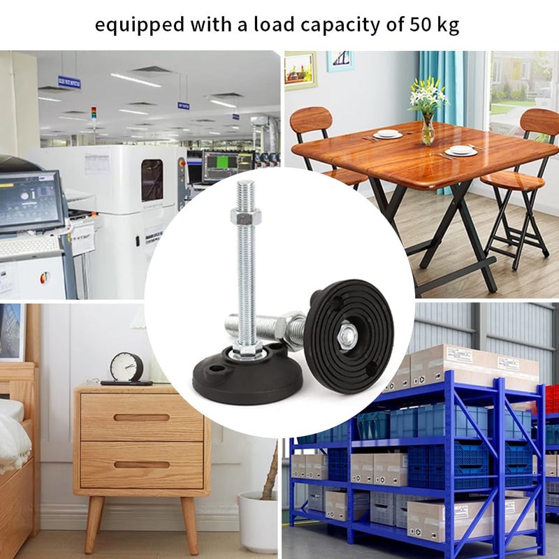 Bordstract Furniture Leveling Feet  4 Pcs M6 Heavy Duty Height Adjuster Foot Feet Leveler Thread Size For Tables  Chair  Sofa  Workbench  Dresser  Bench  Cabinets(D40*M6*L70) - Image 4