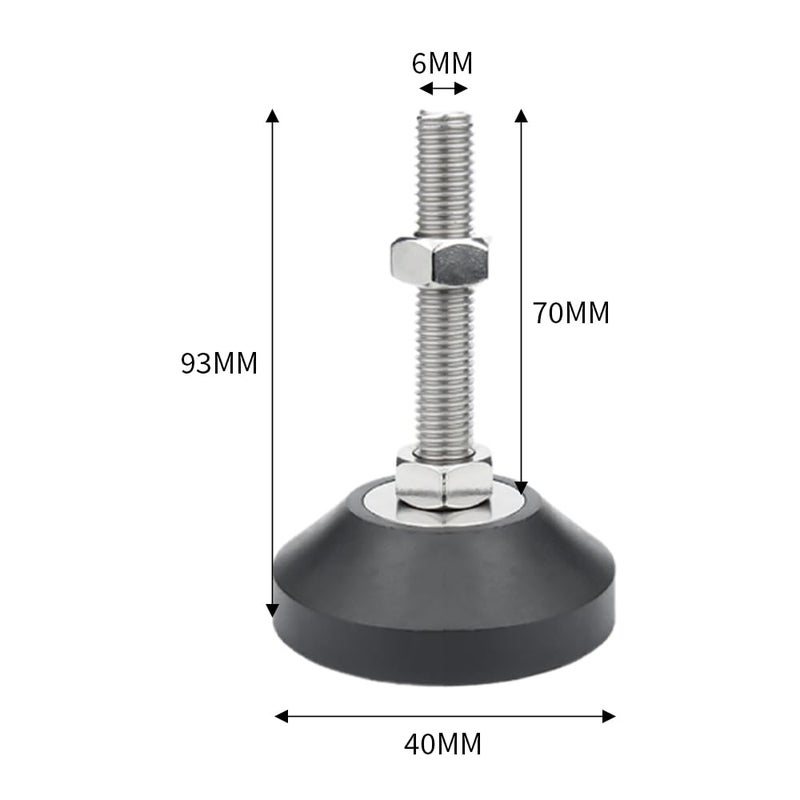 Bordstract Furniture Leveling Feet  4 Pcs M6 Heavy Duty Height Adjuster Foot Feet Leveler Thread Size For Tables  Chair  Sofa  Workbench  Dresser  Bench  Cabinets(D40*M6*L70) - Image 2