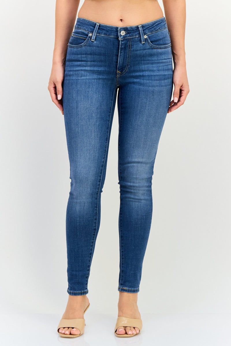 Levi's Women 711 Skinny Fit Washed Stretchable Denim Jeans, Blue - Image 1