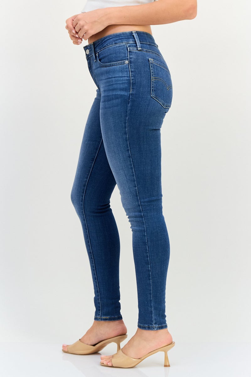 Levi's Women 711 Skinny Fit Washed Stretchable Denim Jeans, Blue - Image 2