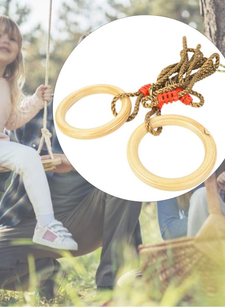 RBWTOYS RBWTOYS Wooden Swing, Wooden Ring with Rope Wooden Gymnastics Swing for Cross‑Fitting  - Image 2