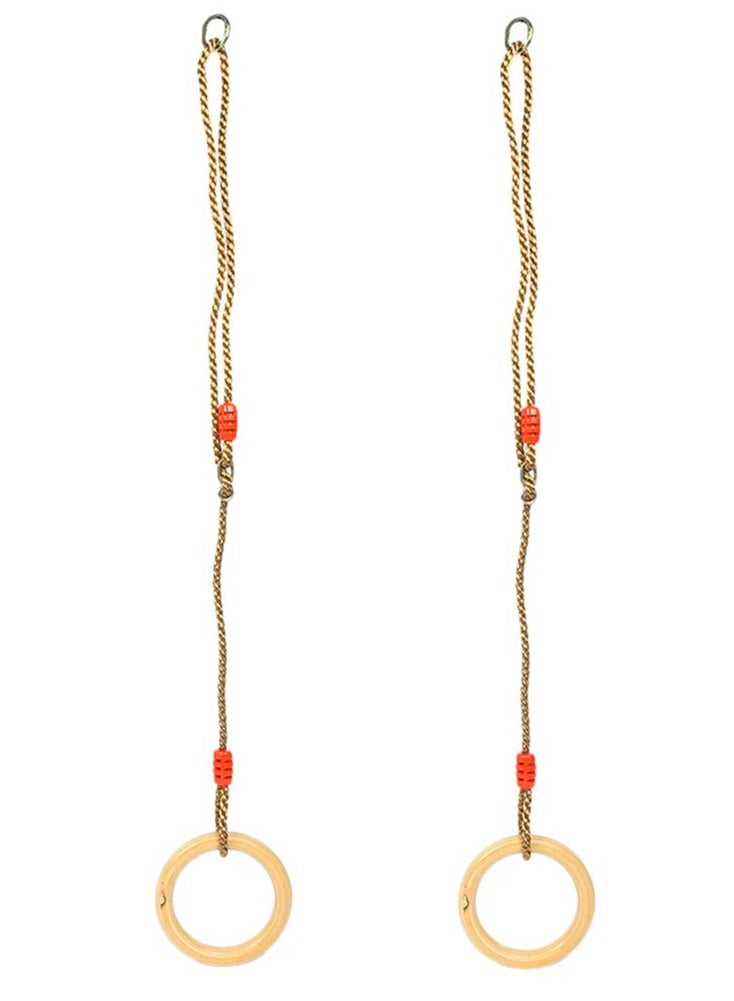 RBWTOYS RBWTOYS Wooden Swing, Wooden Ring with Rope Wooden Gymnastics Swing for Cross‑Fitting  - Image 1