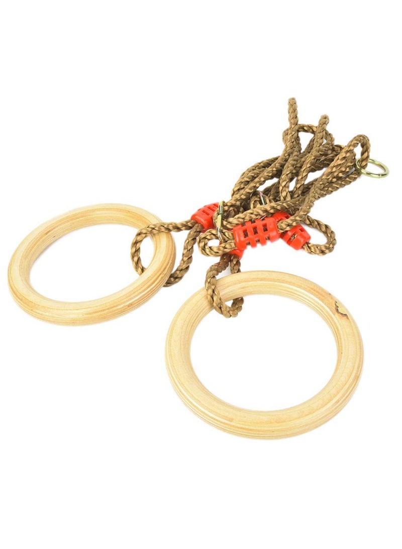 RBWTOYS RBWTOYS Wooden Swing, Wooden Ring with Rope Wooden Gymnastics Swing for Cross‑Fitting  - Image 3