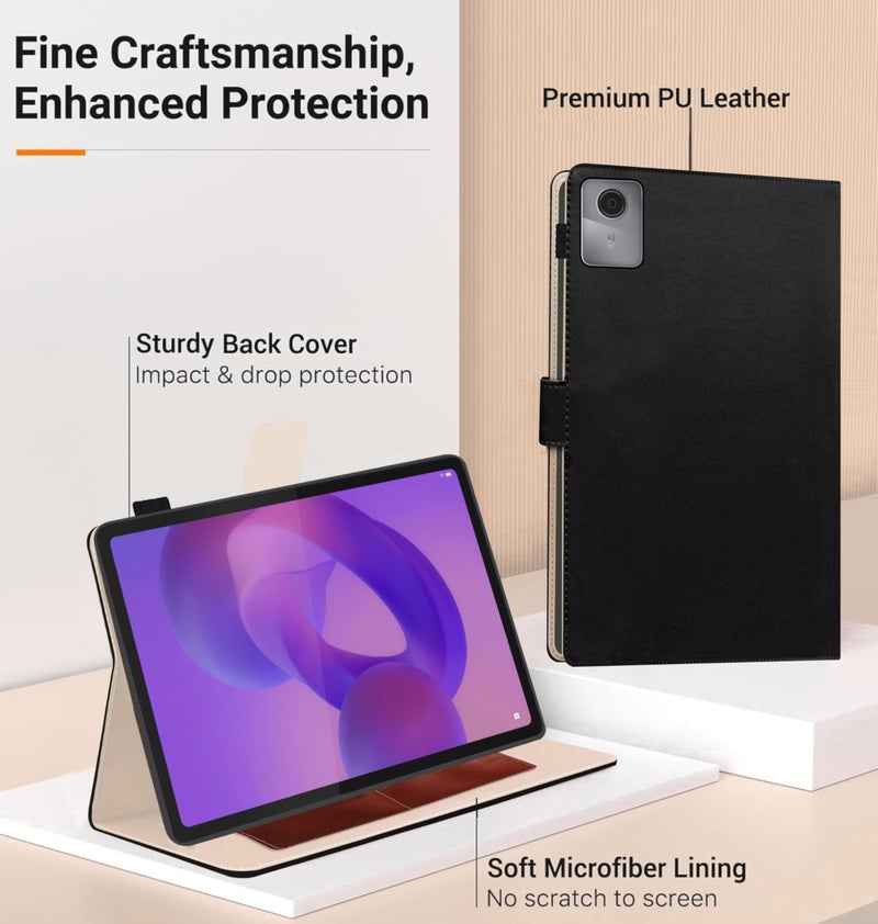 TGK Flip Cover Case for Lenovo Idea Tab 11 inch 2025 TB-336ZU TB-336FU, Motorola Pad 60 Neo 5G 11" Tablet with Stylus Holder (Black) - Image 2