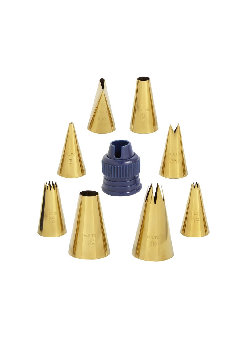 Generic - Navy Blue and Gold Piping Tips and Cake Decorating Supplies Set, 17 Piece, Assorted - Image 1