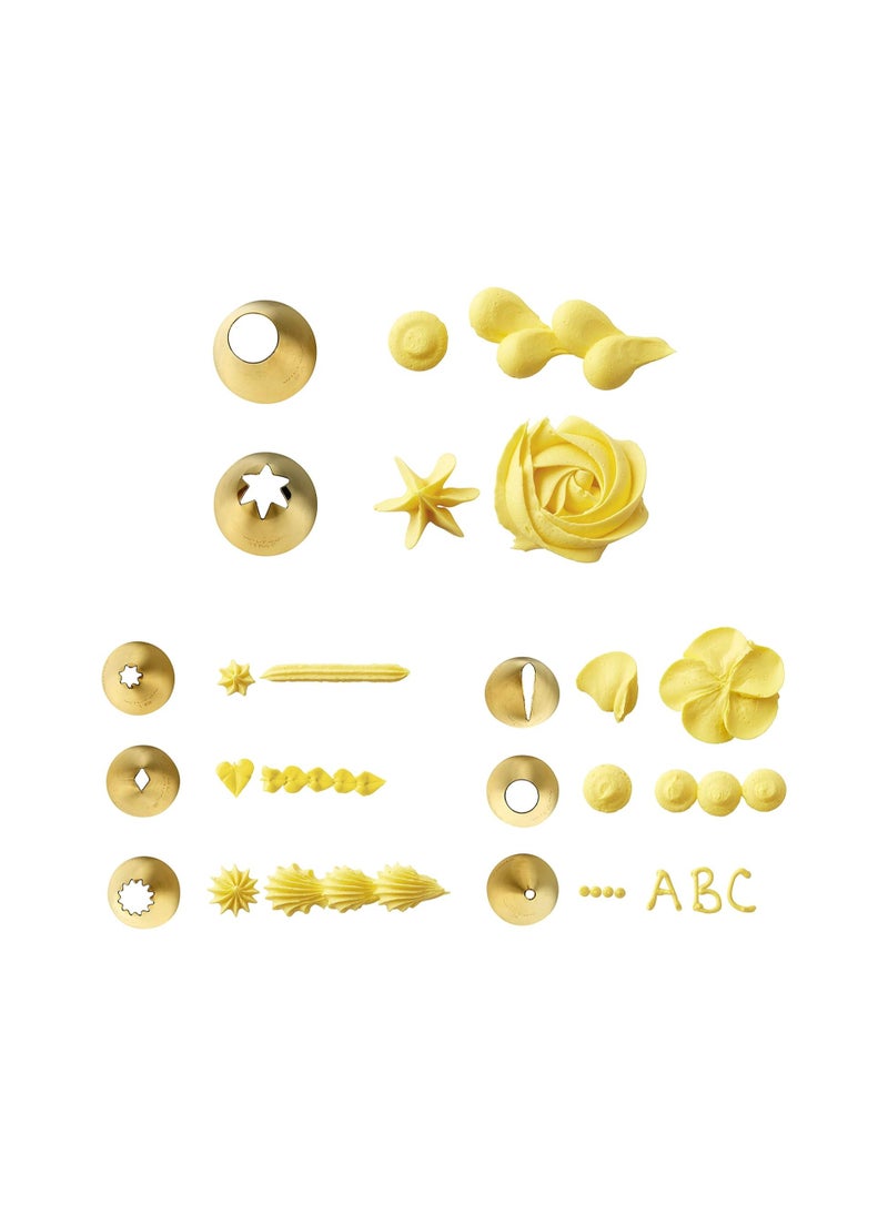 Generic - Navy Blue and Gold Piping Tips and Cake Decorating Supplies Set, 17 Piece, Assorted - Image 1