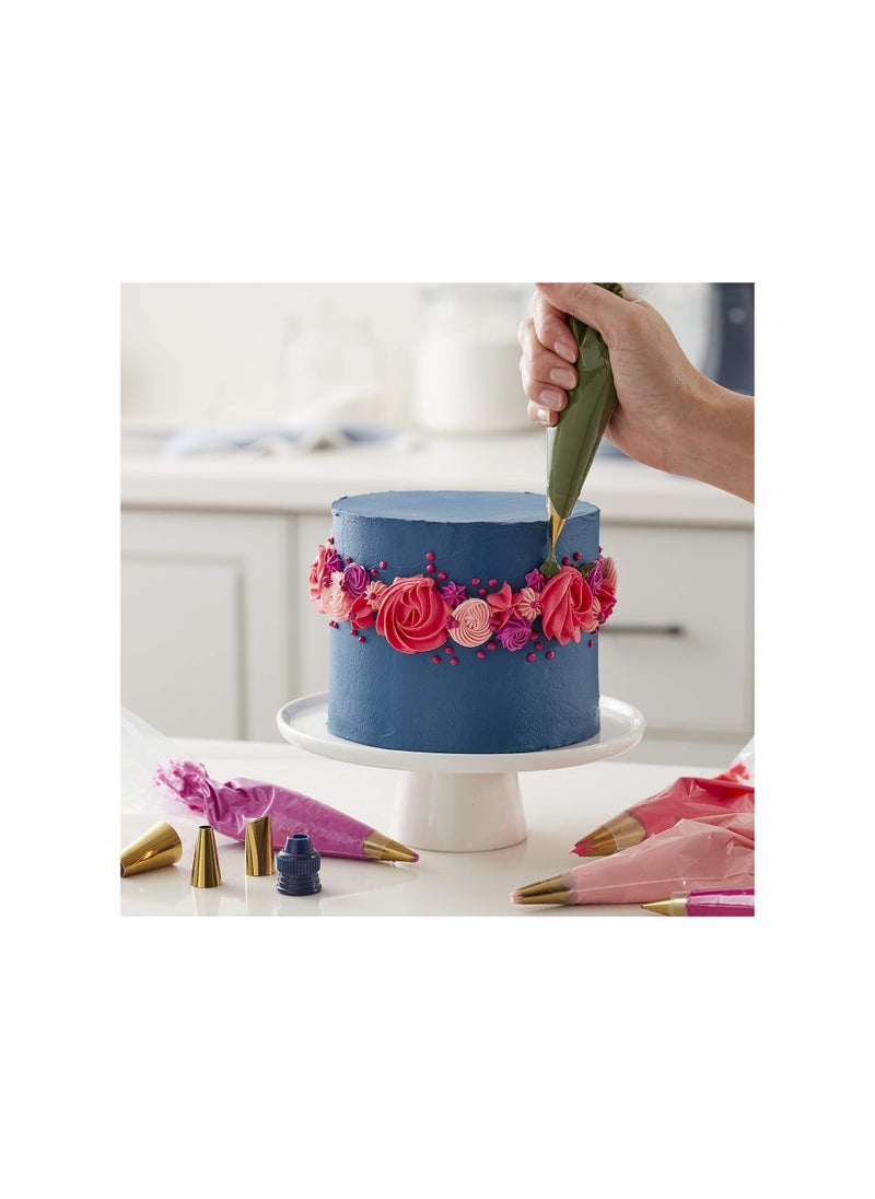 Generic - Navy Blue and Gold Piping Tips and Cake Decorating Supplies Set, 17 Piece, Assorted - Image 1