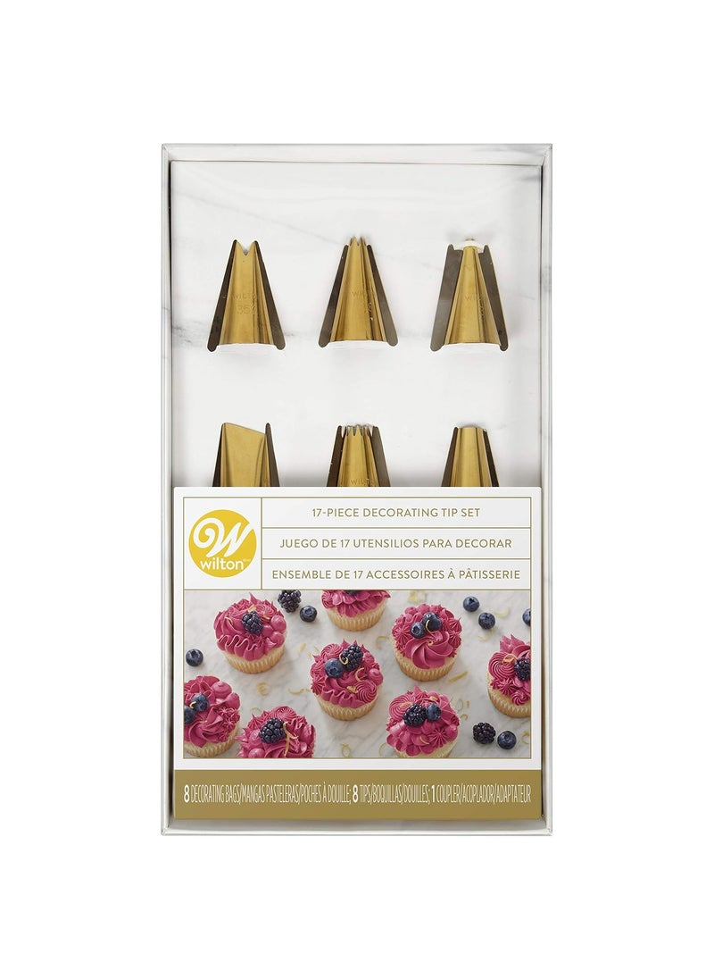 Generic - Navy Blue and Gold Piping Tips and Cake Decorating Supplies Set, 17 Piece, Assorted - Image 1