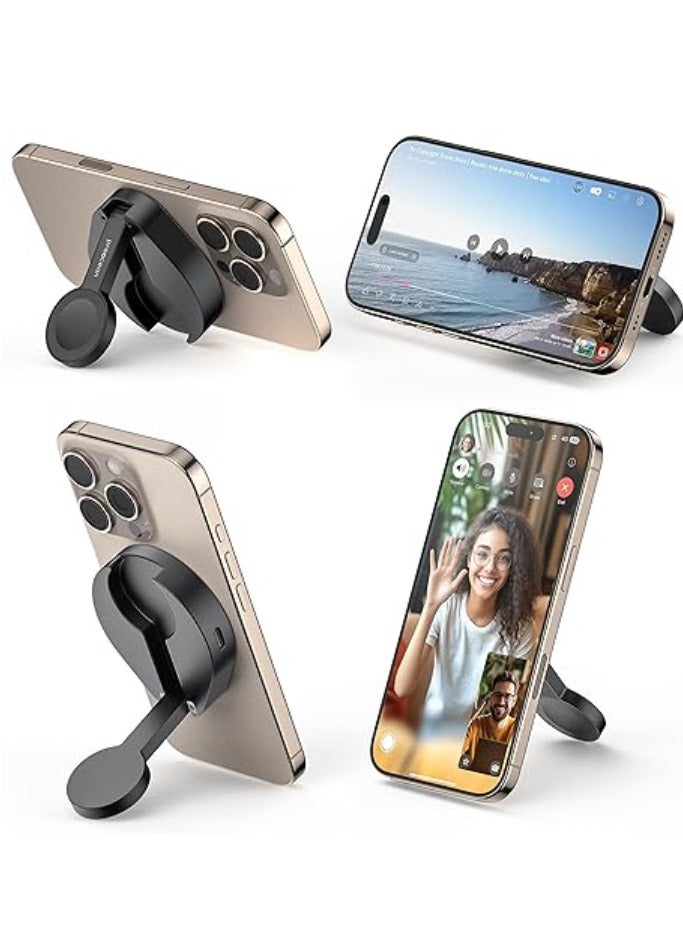 2-in-1 Wireless Charger for MagSafe & Apple Watch, Foldable Charging Pad with Portable Travel Stand, Titanium, 5 FT USB-C Cable