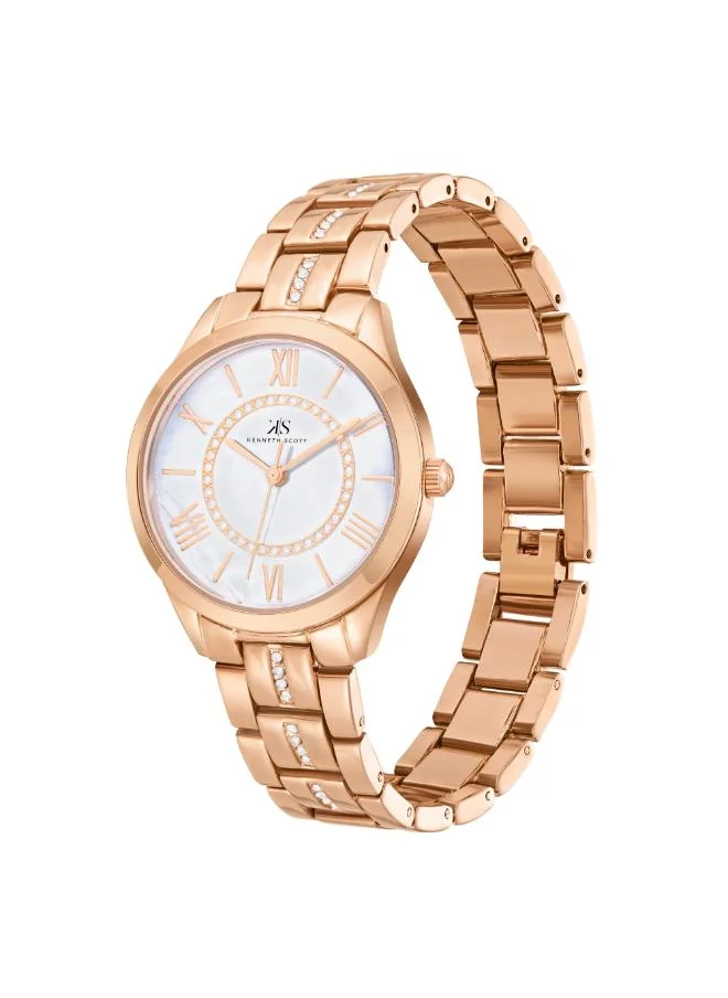 كينيث سكوت Kenneth Scott K23510-RBKW Women's Analog Display Watch & Alloy Strap Rose Gold