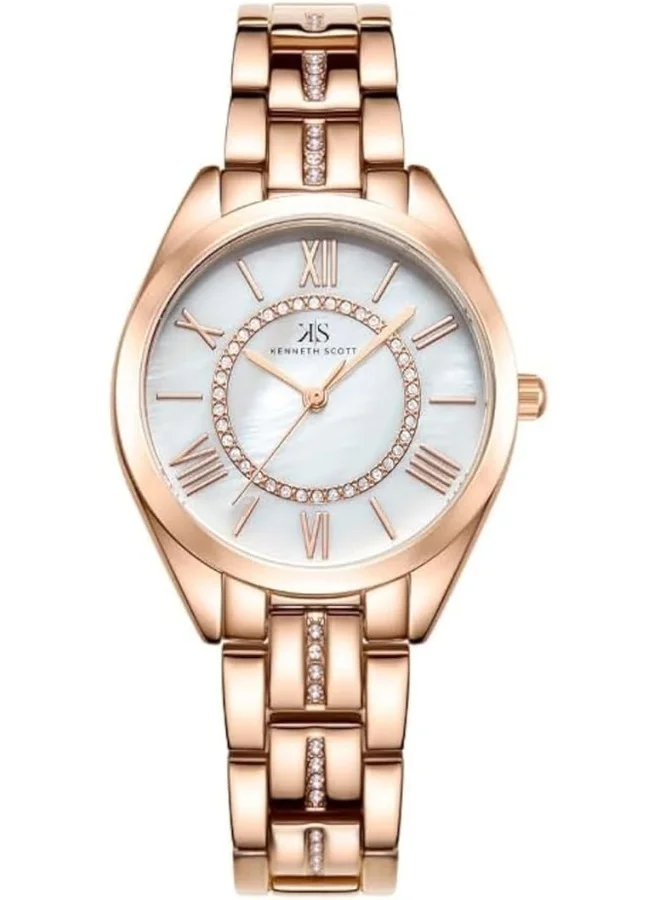 KENNETH SCOTT Women's PC21 Movement Watch, Analog Display and Alloy Strap - K23510-RBKW, Rose Gold