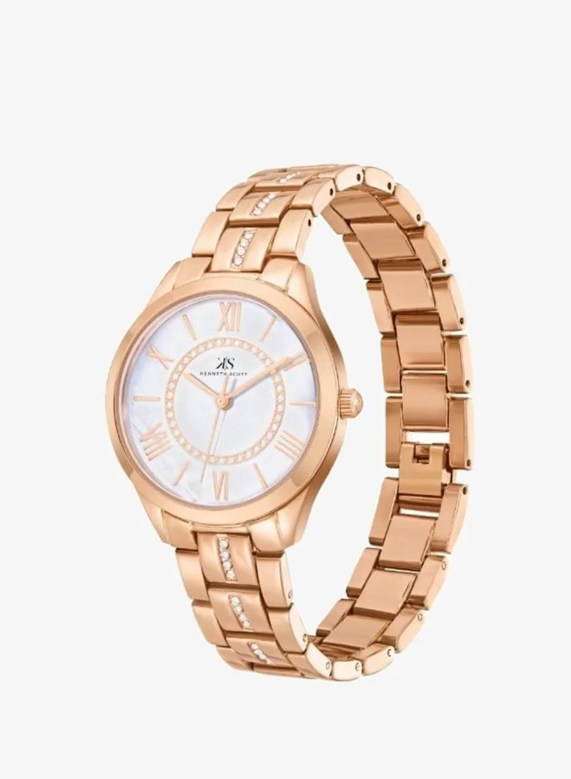 Kenneth Scott Women's PC21 Movement Watch, Analog Display and Alloy Strap - K23510-RBKW, Rose Gold