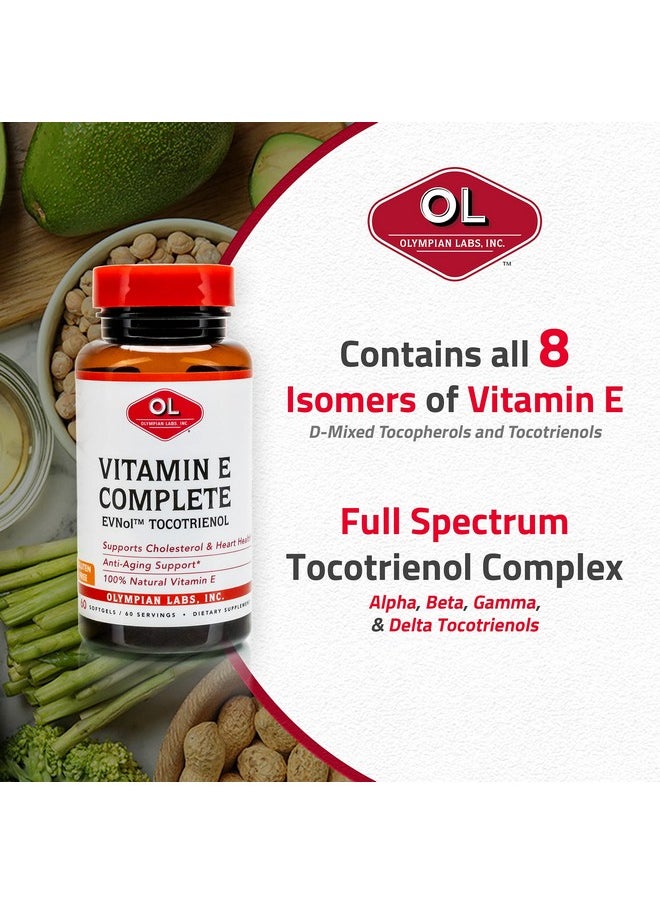 Olympian Labs - Vitamin E Complete Tocomin 200Iu 60 Softgels Fight Free Radicals Supports Brain Skin & Hair 60 Servings - Image 1