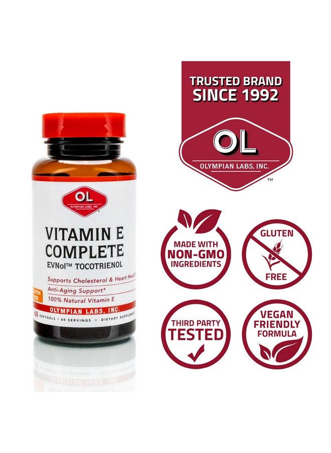 Olympian Labs - Vitamin E Complete Tocomin 200Iu 60 Softgels Fight Free Radicals Supports Brain Skin & Hair 60 Servings - Image 1