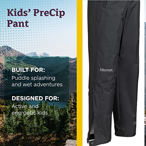 Marmot PreCip Kids' Waterproof Rain/Hiking Pant, Black, Small - Image 2