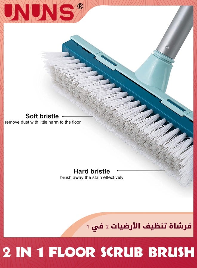 UNUNS Floor Scrub Brush With Long Handle,Stiff Bristle Brush,Tub And Tile Brush 2 in 1 Scrape And Brush Scrubber Adjustable 120° Rotatable For Cleaning Bathroom/Patio/Kitchen/Wall/Deck - Image 2
