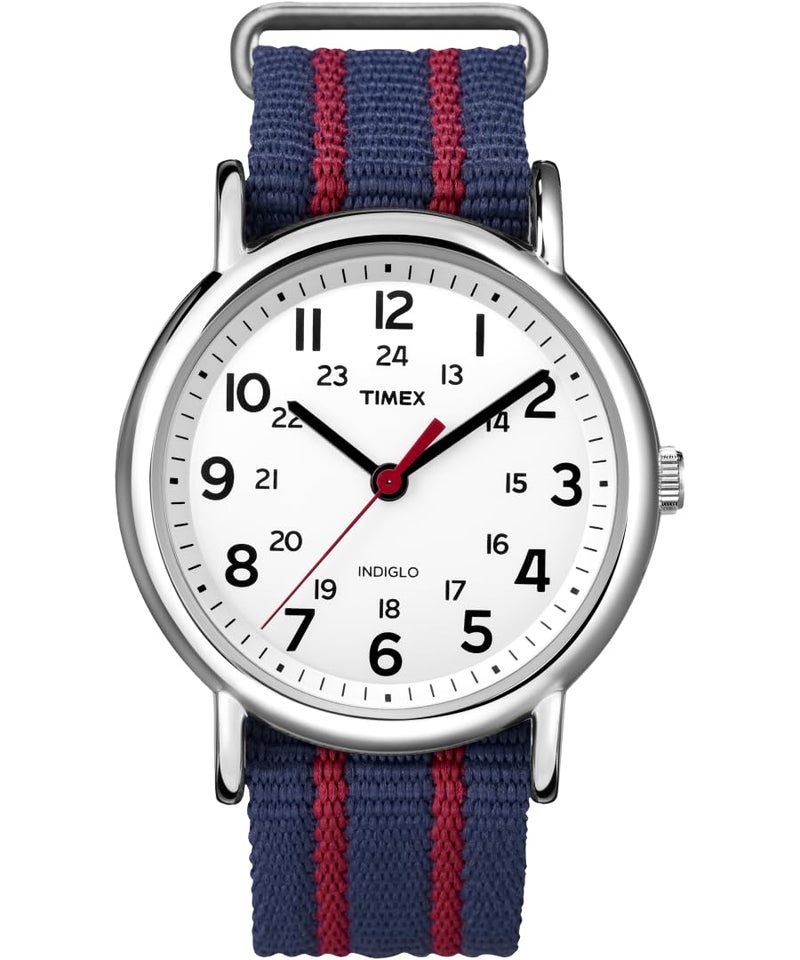 Timex Weekender Stripe | Red/Blue Slip-Through Strap | Casual Watch T2N747 - Image 3