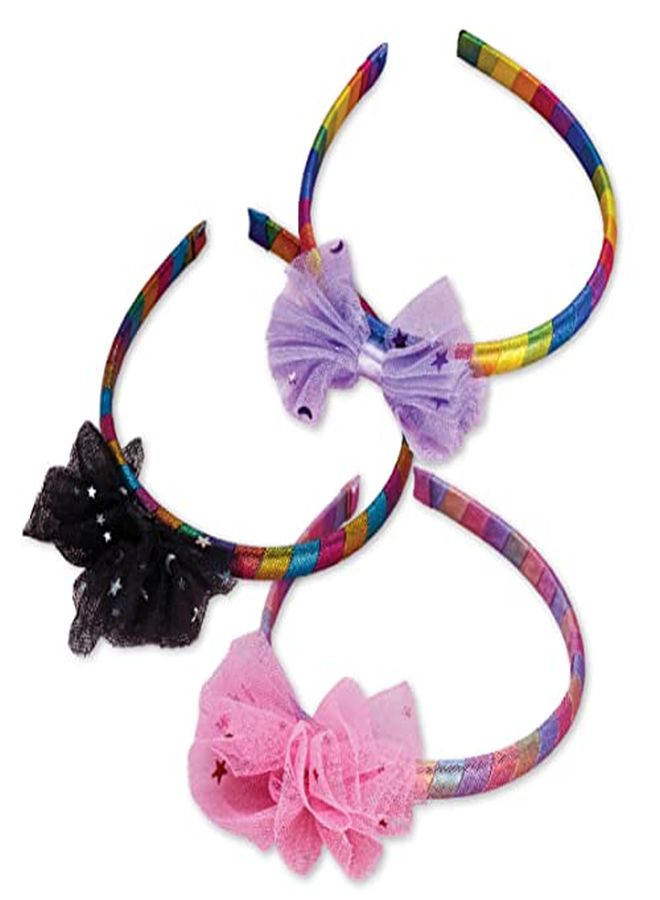 FROG SAC 3 Tulle Bow Headbands For Girls Cute Sparkly Metallic Bow Hair Bands For Kids Headband Hair Bow For Children Little Girl Hair Accessories Confetti Bow Head Band For Girls - Image 1