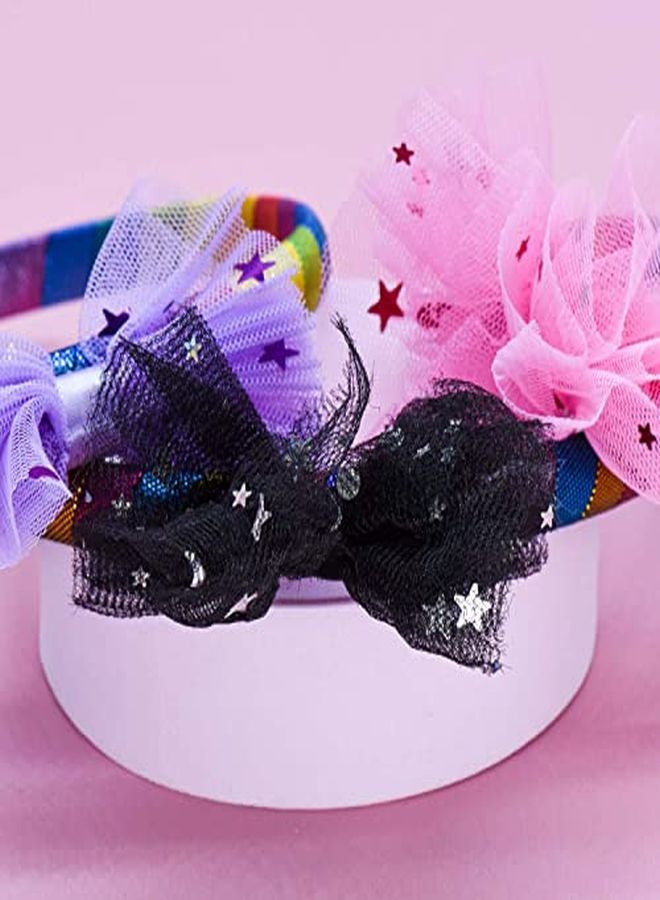 FROG SAC 3 Tulle Bow Headbands For Girls Cute Sparkly Metallic Bow Hair Bands For Kids Headband Hair Bow For Children Little Girl Hair Accessories Confetti Bow Head Band For Girls - Image 5