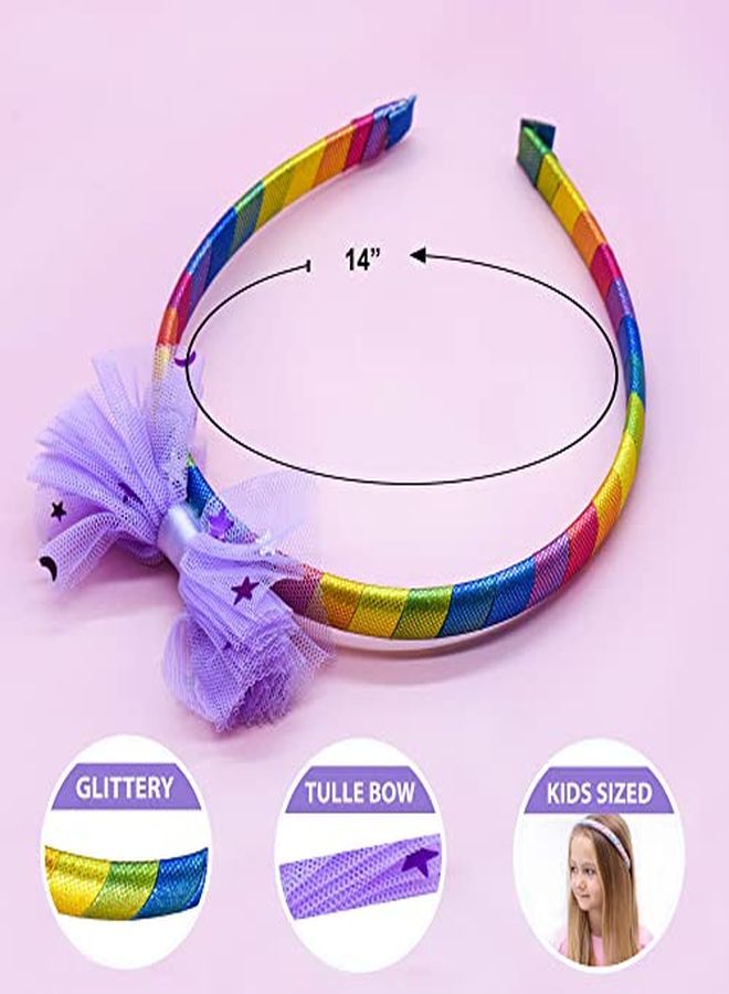 FROG SAC 3 Tulle Bow Headbands For Girls Cute Sparkly Metallic Bow Hair Bands For Kids Headband Hair Bow For Children Little Girl Hair Accessories Confetti Bow Head Band For Girls - Image 4